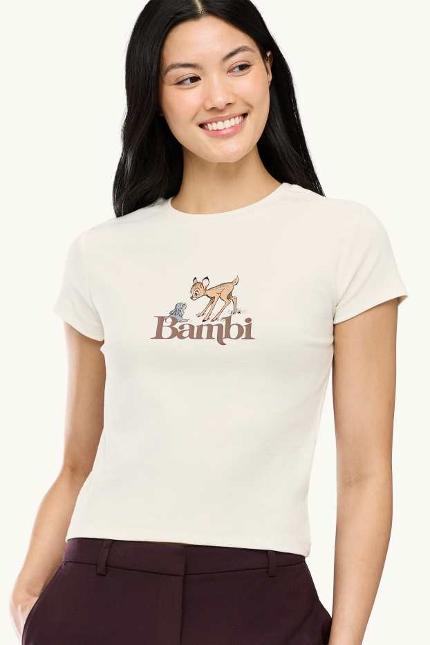 Dona - Samarreta de mànigues curtes - slim fit - Bambi - blanc trencat