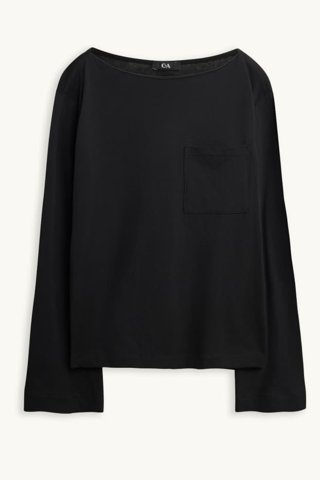 Dames - Longsleeve - relaxed fit - zwart