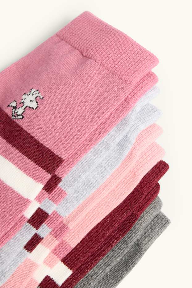 Women - Multipack of 5 - socks with motif - Peanuts - gray / rose