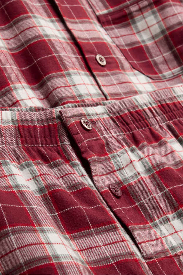 Men - Mini Me - men’s Christmas pyjamas - check - red / white