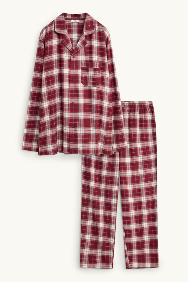 Men - Mini Me - men’s Christmas pyjamas - check - red / white