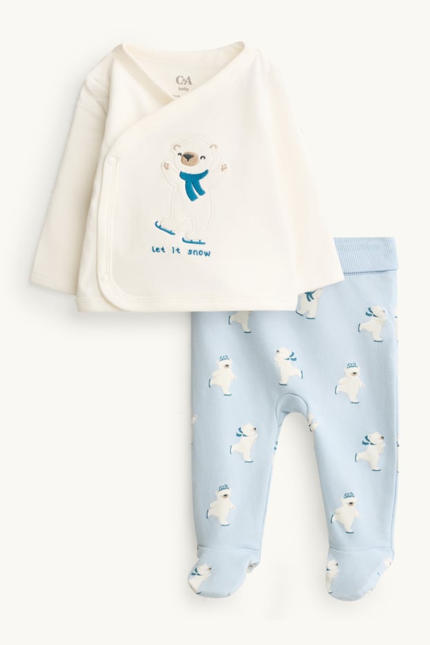 Bebeluși - băieți - Urs polar - pijama bebeluși - 2 piese - albastru / alb