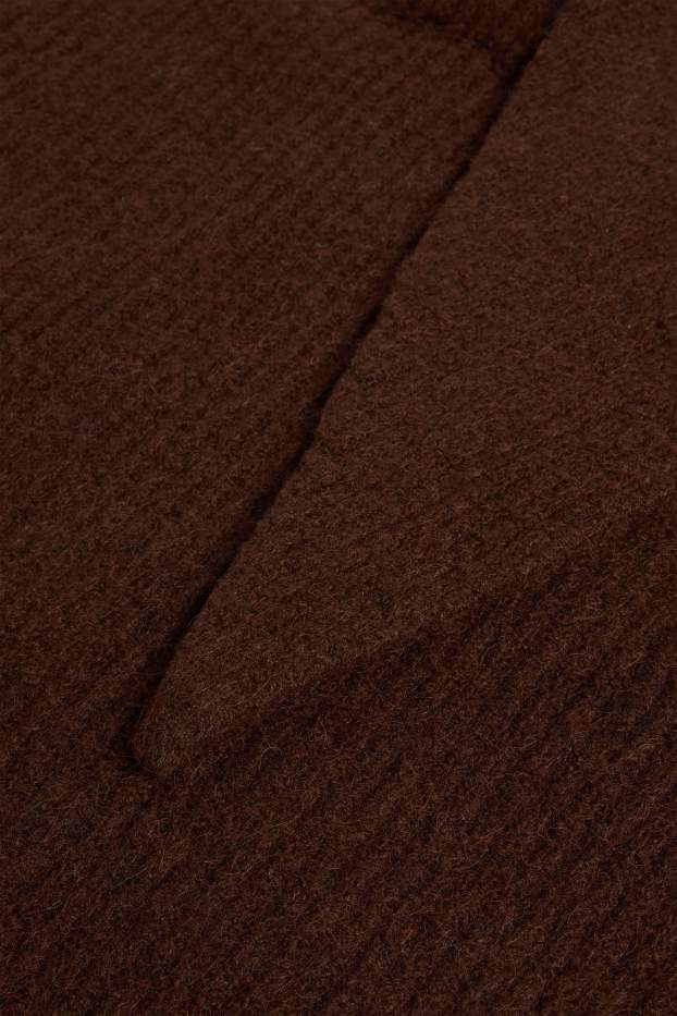 Donna - Sciarpa in maglia - a coste - marrone scuro