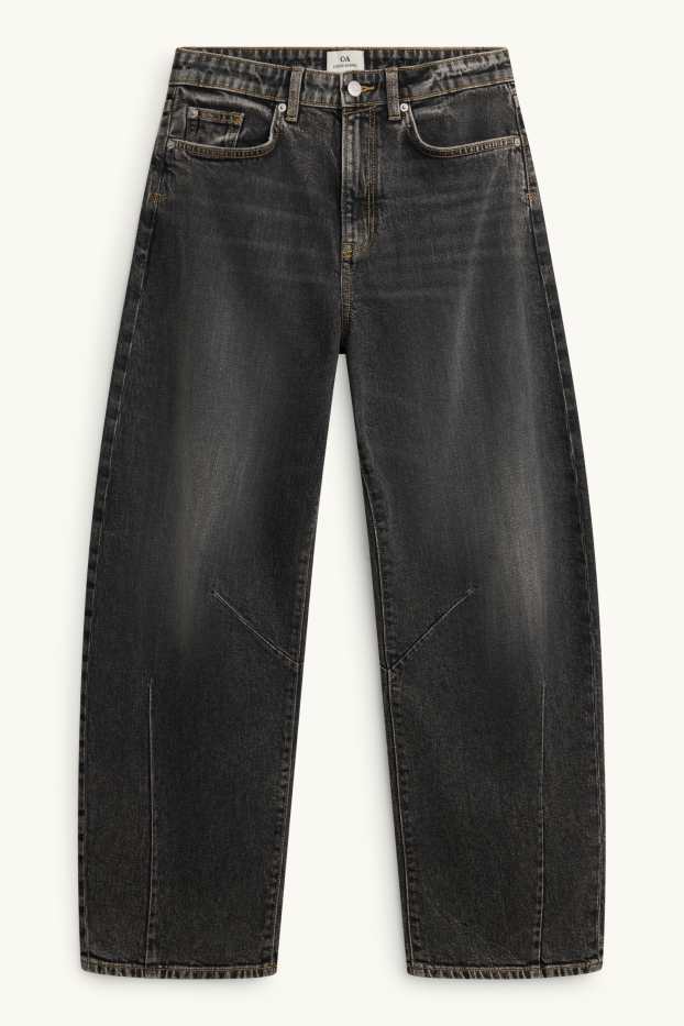 Damen - Barrel Jeans - Mid Waist - dunkeljeansgrau