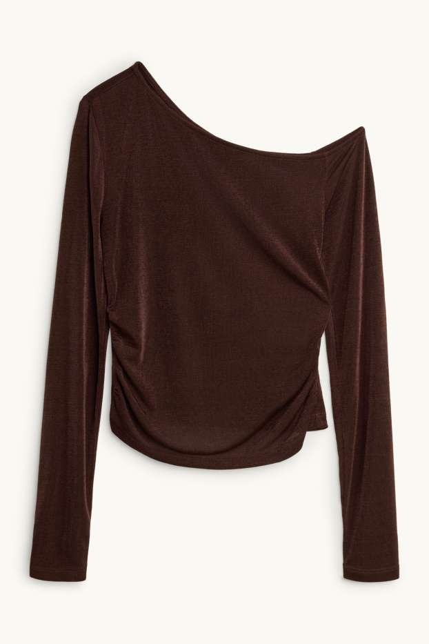 Damen - Langarmshirt - Slim Fit - dunkelbraun