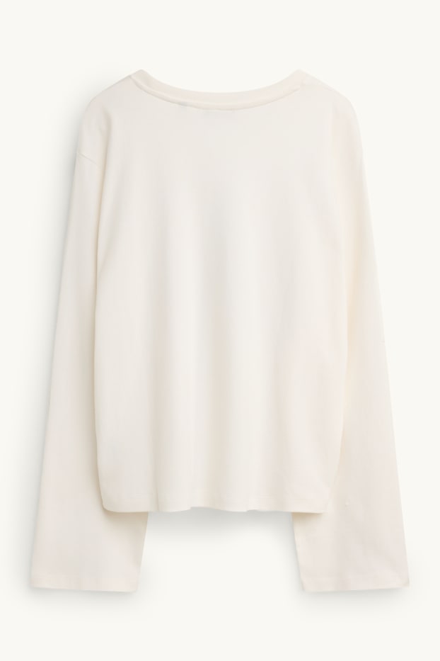 Damen - Langarmshirt - Regular Fit - cremeweiß
