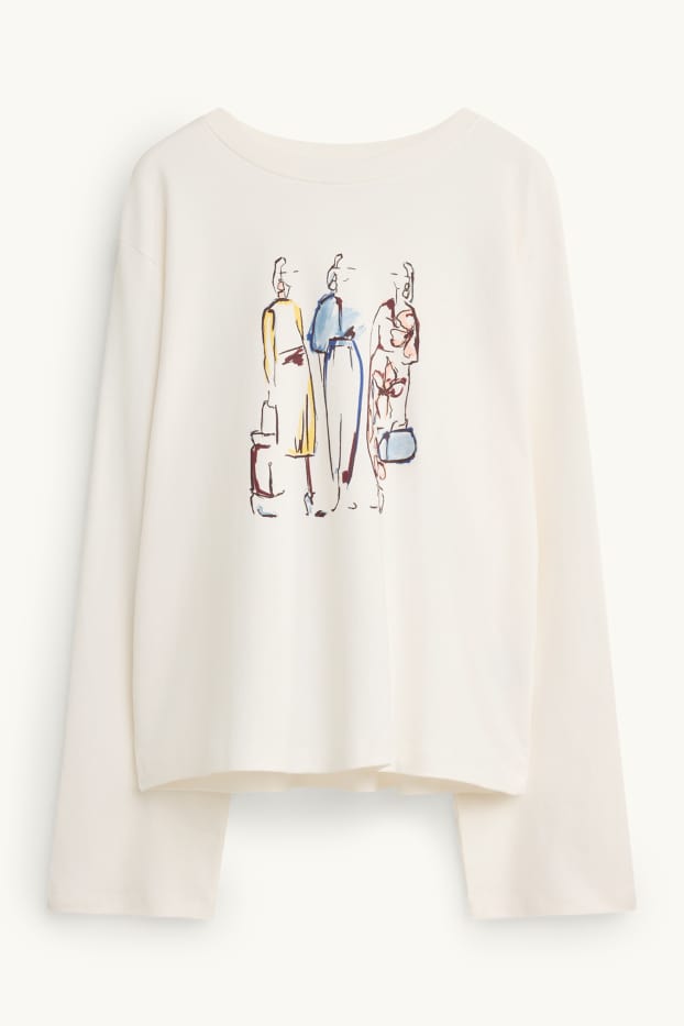 Damen - Langarmshirt - Regular Fit - cremeweiß