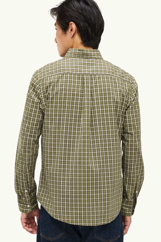 Men - Shirt - regular fit - button-down collar - check - green / cremewhite