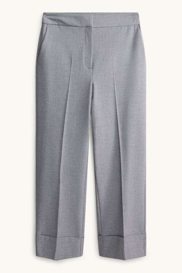 Dona - Pantalons formals - high waist - wide leg - gris jaspiat