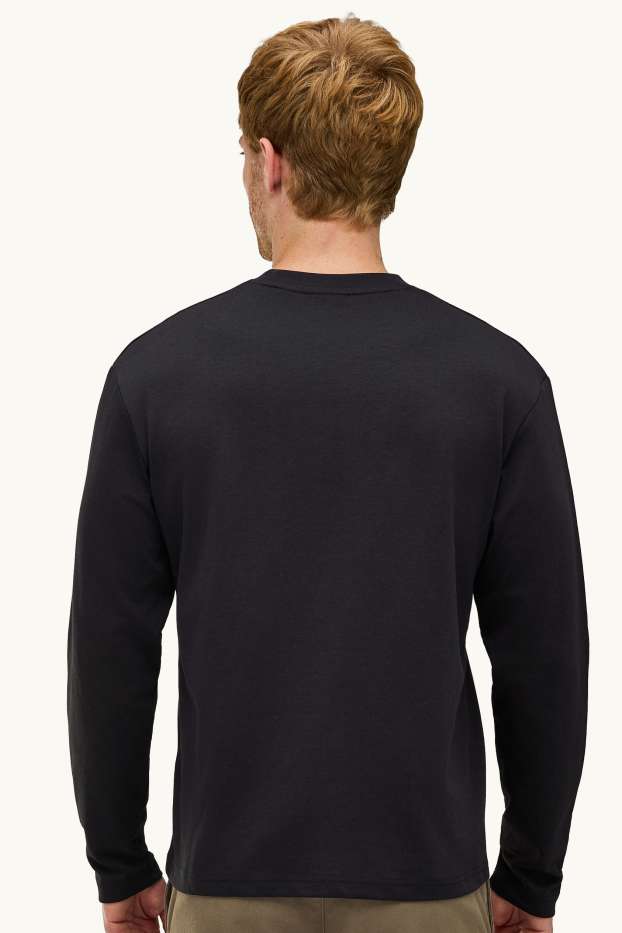 Bărbați - Tricou cu mânecă lungă - relaxed fit - negru