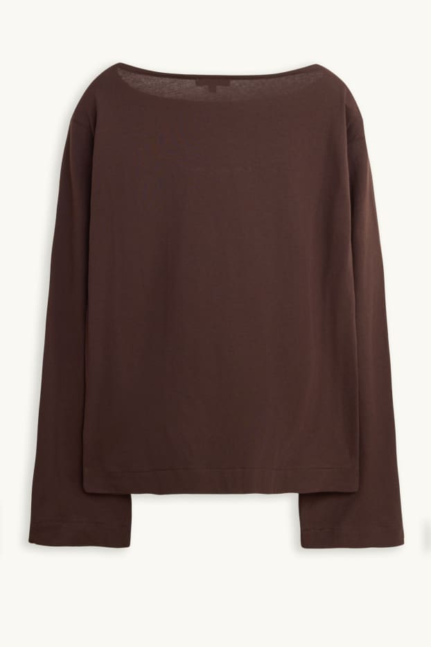 Dames - Longsleeve - relaxed fit - donkerbruin