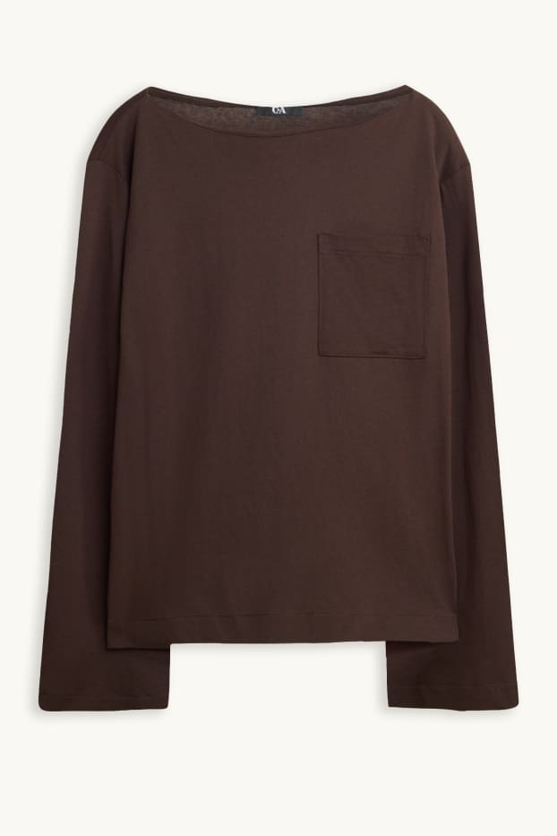 Dames - Longsleeve - relaxed fit - donkerbruin