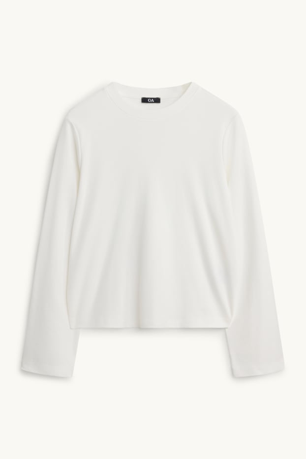 Femei - Tricou cu mânecă lungă - regular fit - alb