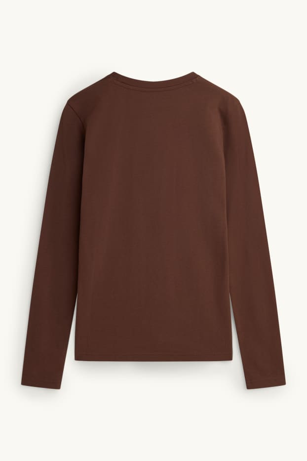 Dames - Longsleeve - slim fit - bruin