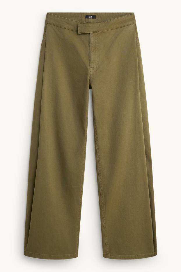 Damen - Stoffhose - High Waist - Barrel Leg - grün
