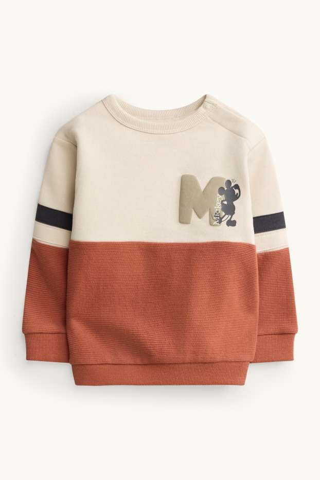 Baby: jongens - Mickey Mouse - babyoutfit - 2-delig - oranje / beige