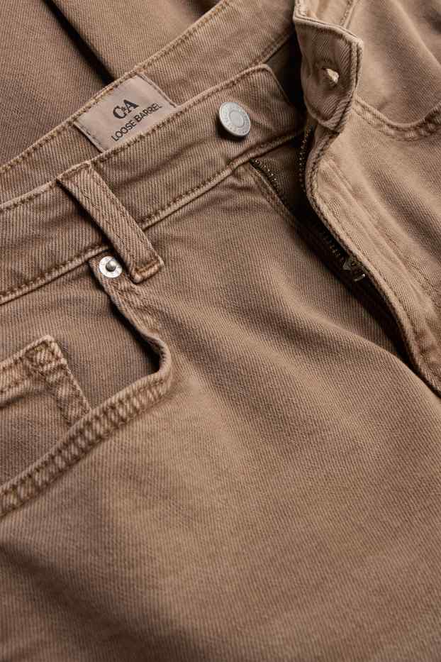 Donna - Barrel jeans - vita media - marrone