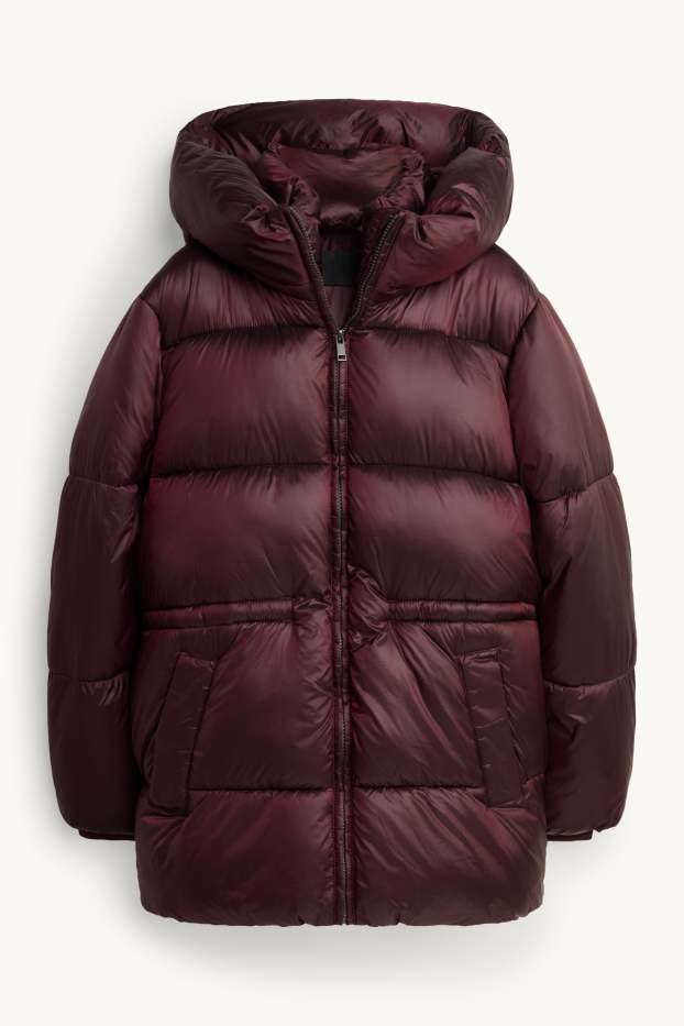 Damen - Steppjacke mit Kapuze - gefüttert - bordeaux
