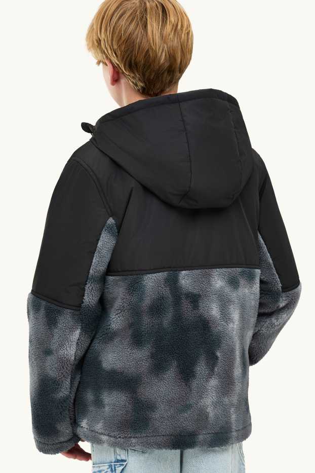 Nen - Jaqueta amb caputxa - amb folre - blau fosc / gris