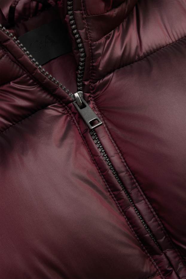 Damen - Steppjacke mit Kapuze - gefüttert - bordeaux