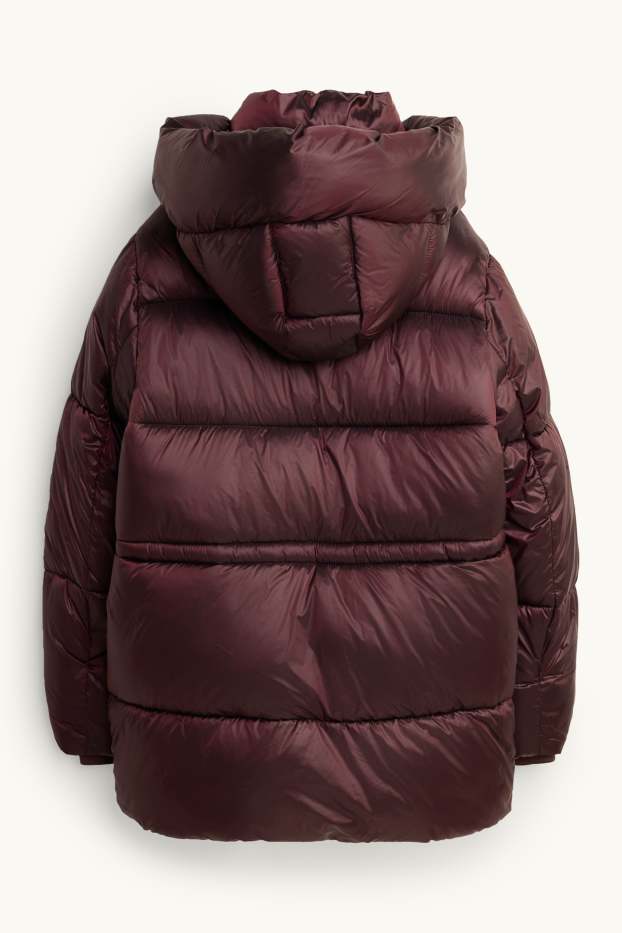 Damen - Steppjacke mit Kapuze - gefüttert - bordeaux