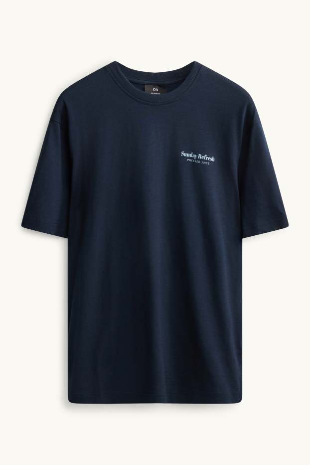 Heren - T-shirt - relaxed fit - donkerblauw