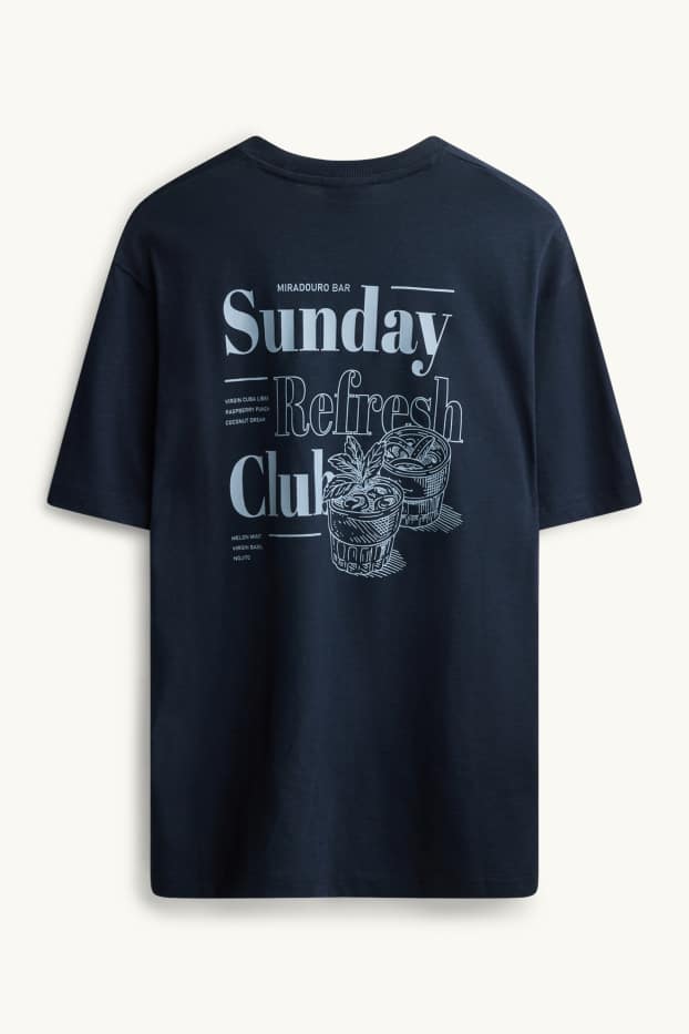 Heren - T-shirt - relaxed fit - donkerblauw
