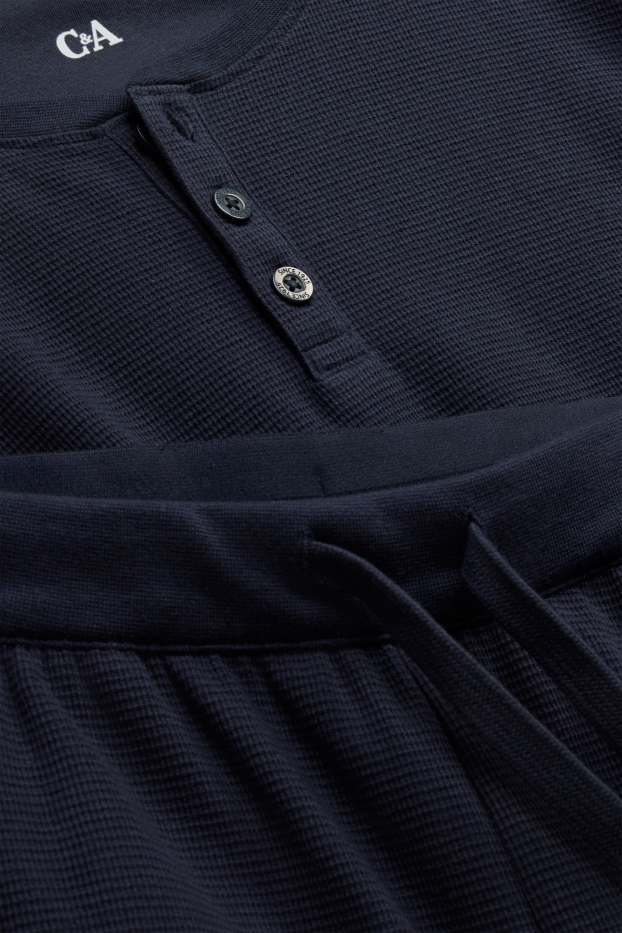 Uomo - Pigiama - tessuto tramato - blu scuro