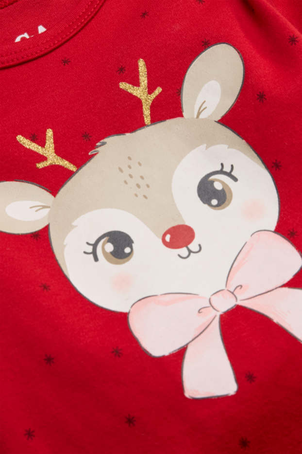 Bébés filles - Renne - body de Noël pour bébé - effet brillant - rouge
