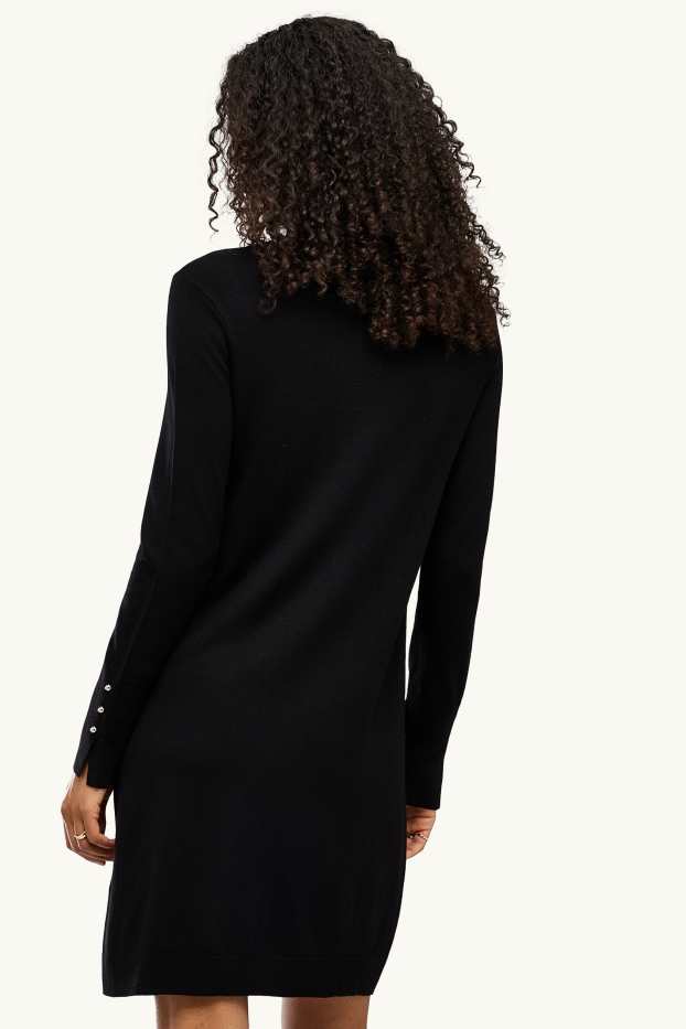 Femei - Rochie din tricot - straight fit - negru