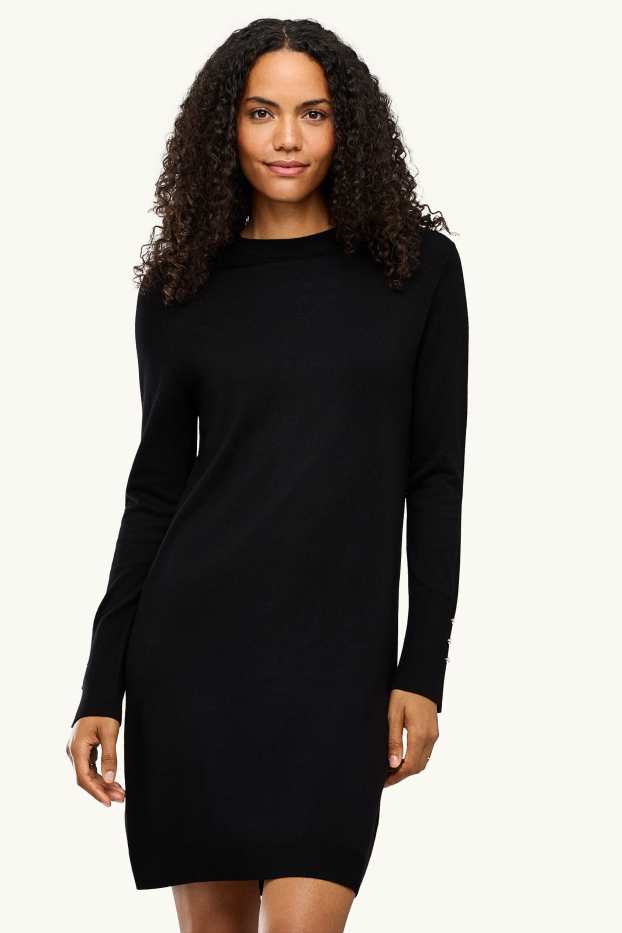 Femei - Rochie din tricot - straight fit - negru