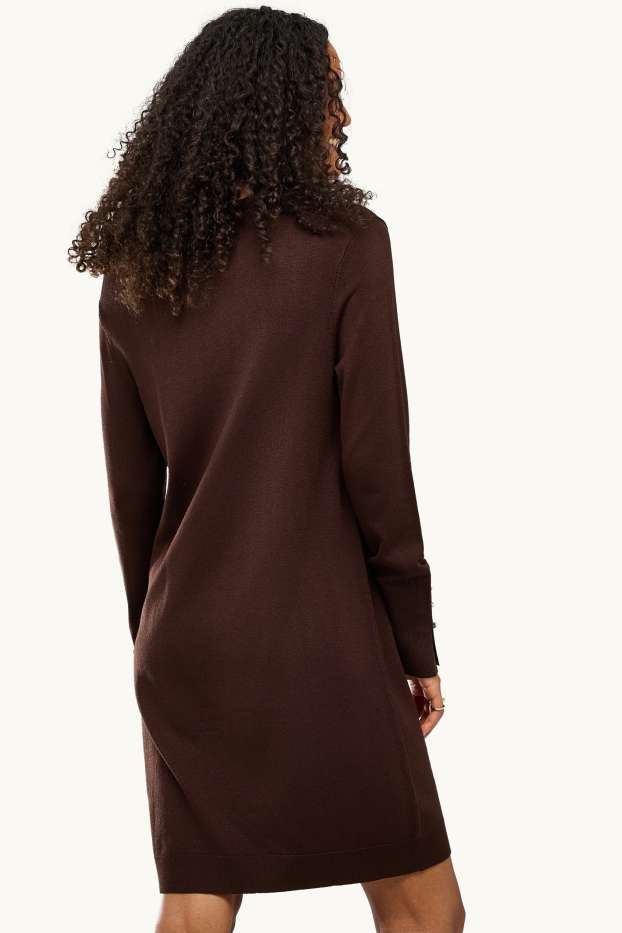 Damen - Strickkleid - Straight Fit - dunkelbraun