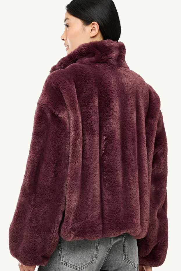 Femmes - Veste en imitation fourrure - bordeaux