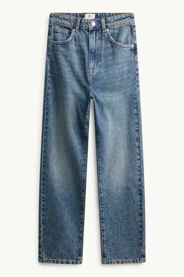 Women - Mom jeans - high waist - blue denim