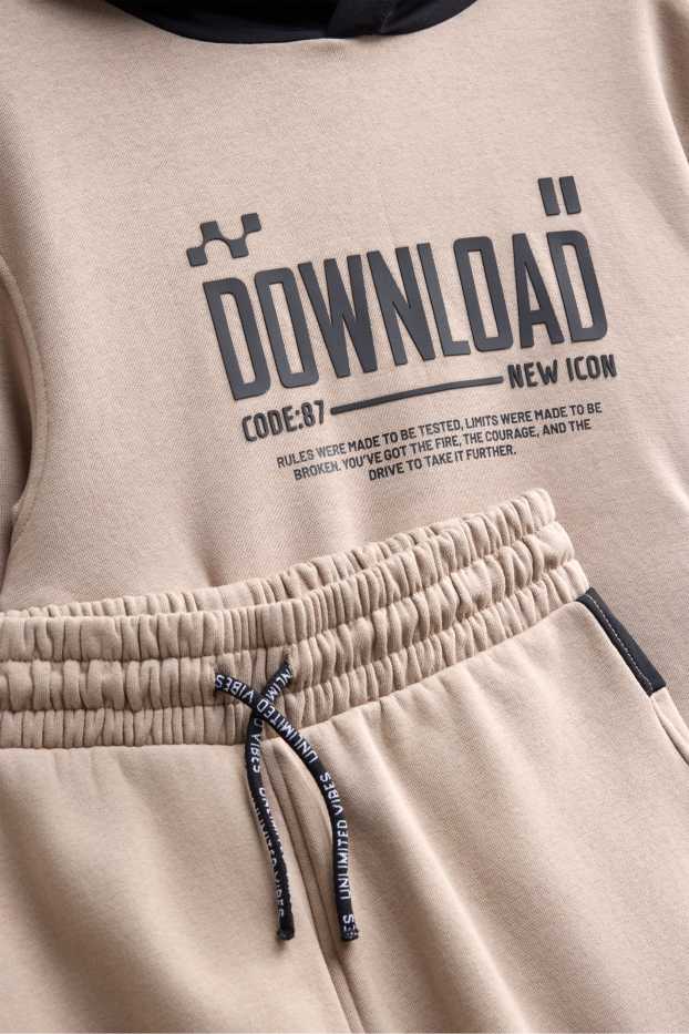 Kinderen: jongens - Set - hoodie en cargojoggingbroek - 2-delig - beige