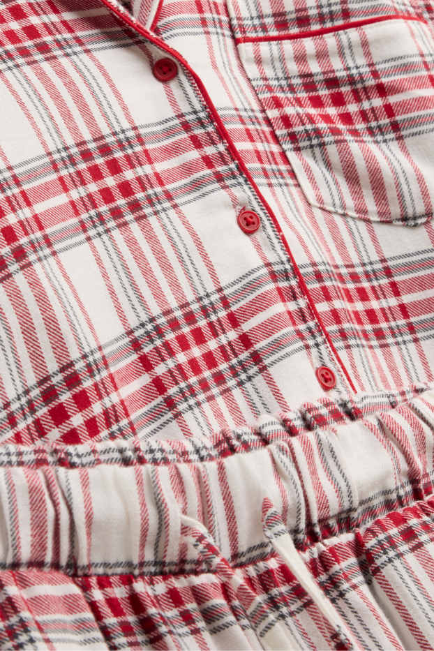 Femei - Set - pijama și mască de dormit - 3 piese - în carouri - alb / roșu