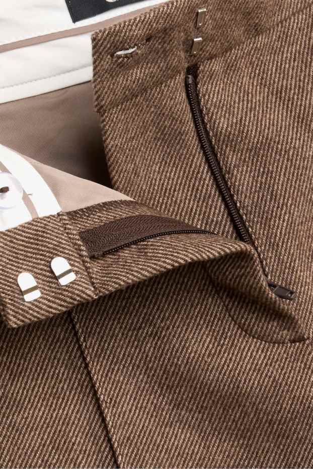 Donna - Pantaloni business in twill - vita media - straight fit - marrone