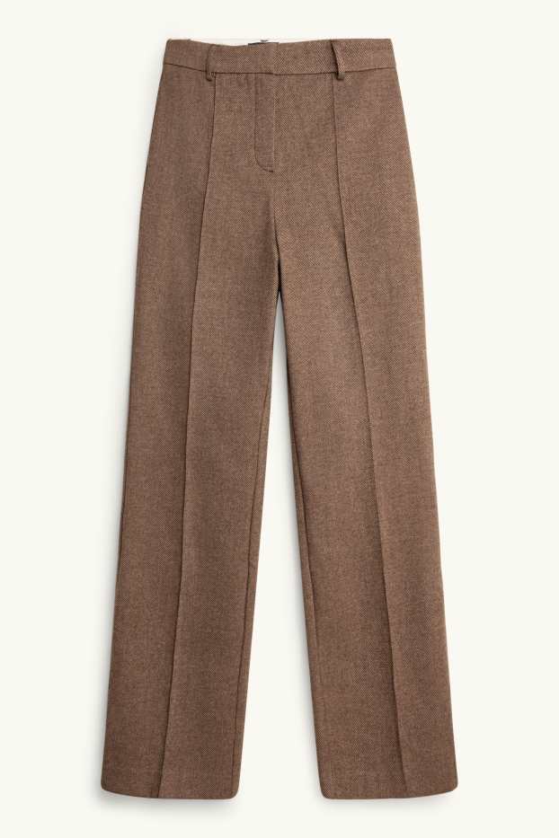 Donna - Pantaloni business in twill - vita media - straight fit - marrone