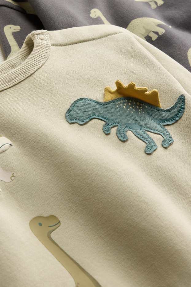 Neonati - Confezione da 3 - dinosauro - felpa per neonati - verde / bianco crema
