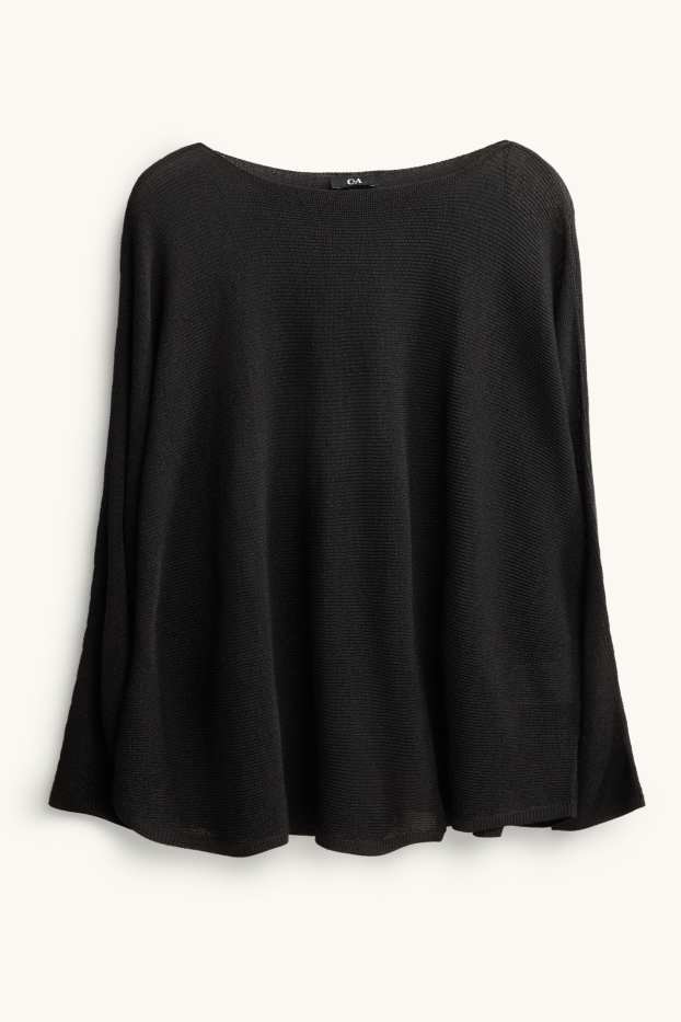 Women - Jumper - ribbed - black