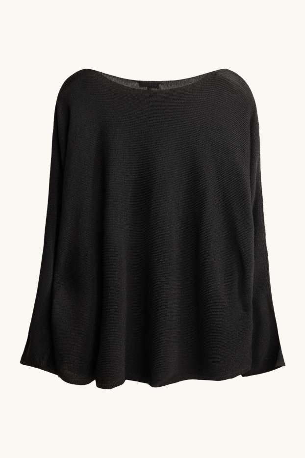 Women - Jumper - ribbed - black