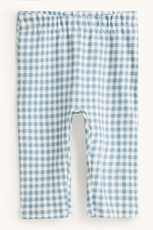 Baby Buben - Igel - Baby-Pyjama - 2 teilig - kariert - blau / weiß