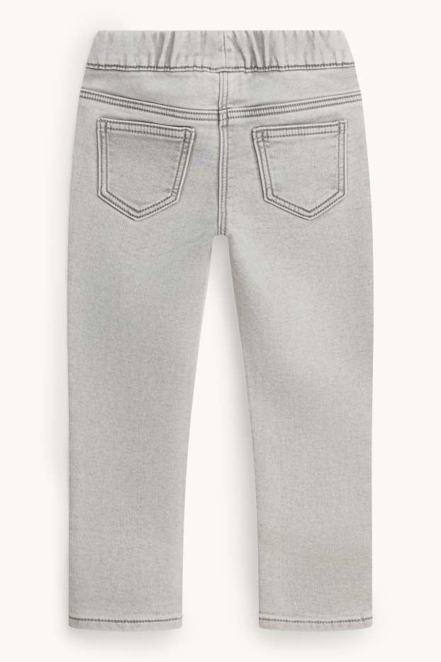 Kinder Mädchen - Schleife - Skinny Jeans - Thermojeans - Glanz-Effekt - helljeansgrau
