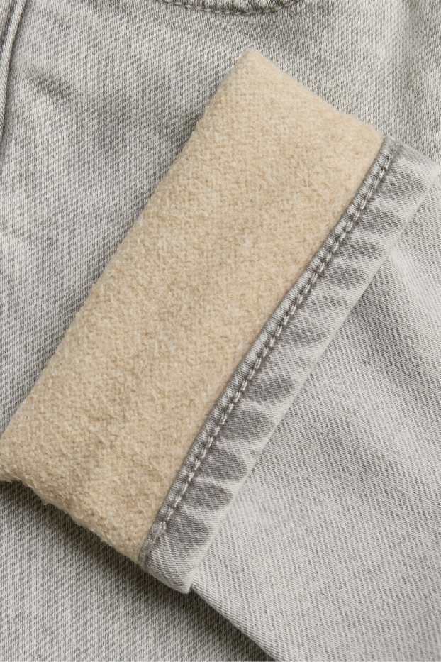 Kinder Mädchen - Schleife - Skinny Jeans - Thermojeans - Glanz-Effekt - helljeansgrau