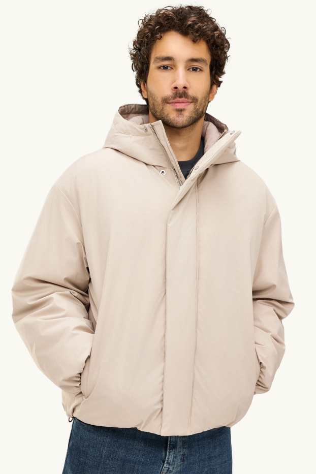 Men - Jacket with hood - lined - beige