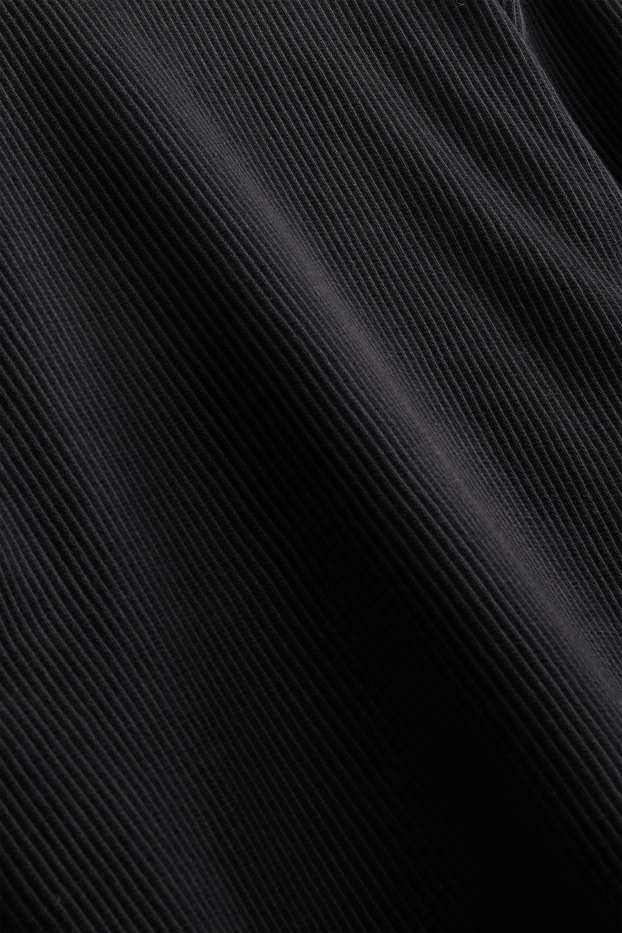 Mężczyźni - T-shirt - relaxed fit - w prążki - czarny