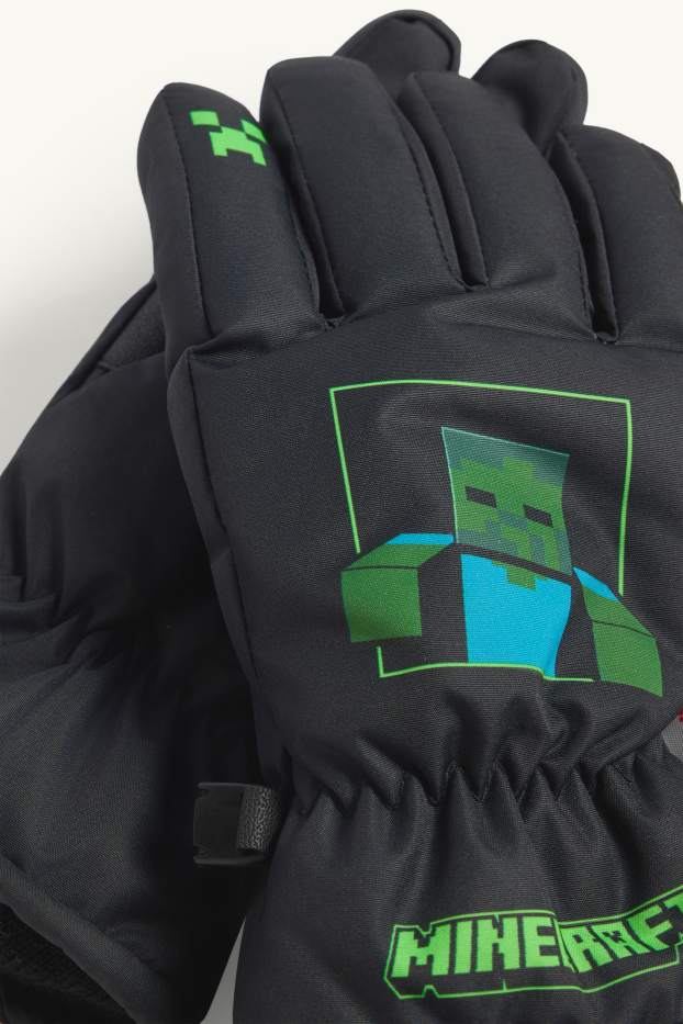 Kinder Buben - Minecraft - Handschuhe - dunkelgrün / schwarz