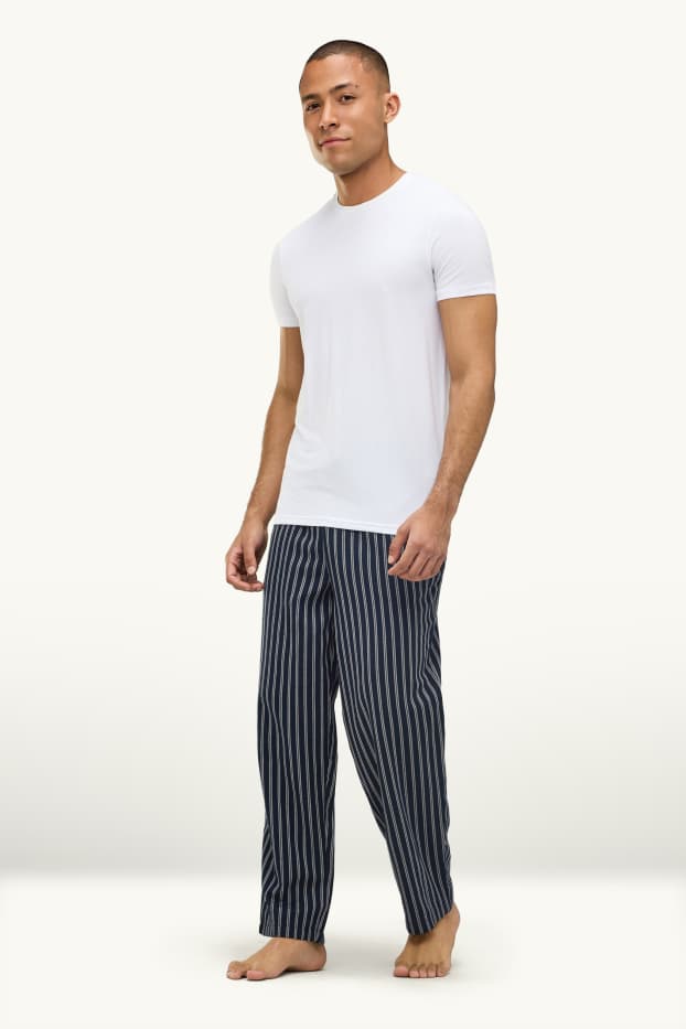 Herren - Multipack 2er - Pyjamahose - dunkelblau / weiß