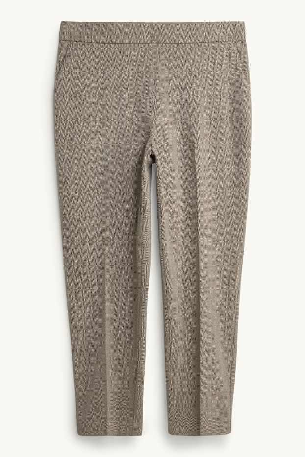 Femmes - Pantalon en toile - high waist - tapered fit - à motif - marron
