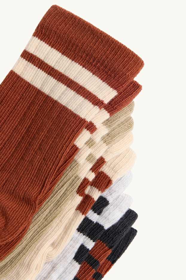 Baby Boys - Multipack of 5 - baby socks - ribbed - brown / cremewhite